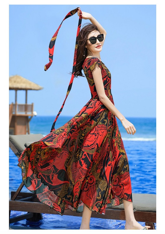 ĐẦM MAXI HỌA TIẾT DÁNG DÀI CAO CẤP QUYẾN RŨ- DN020